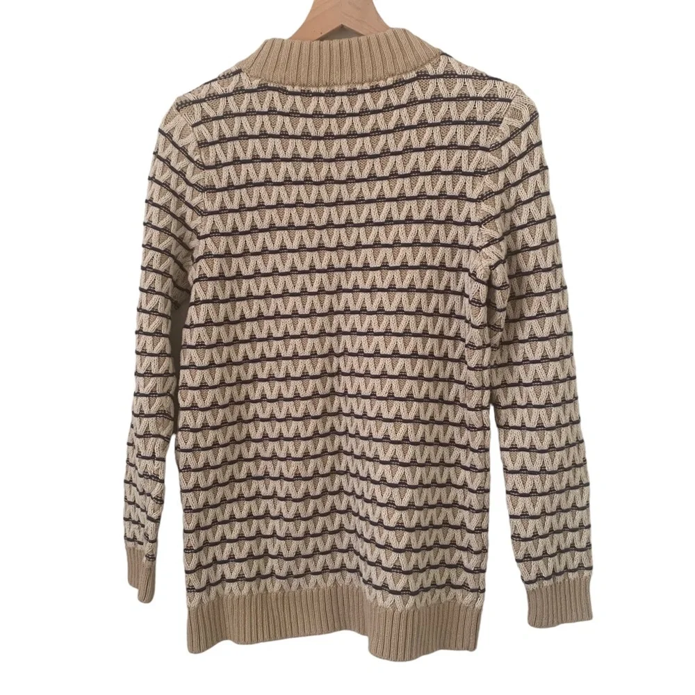Talbots Textured Stripe Mockneck Sweater. Oyster Multi Pullover Thick Knit
